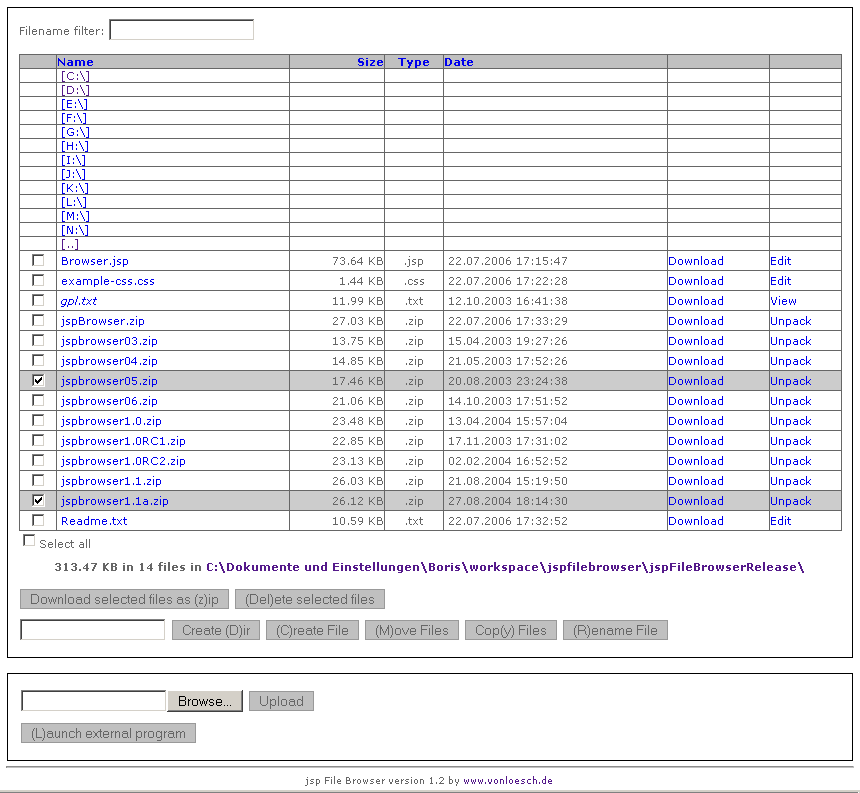 Main Screen (Dir viewer) with preview of directory 1.