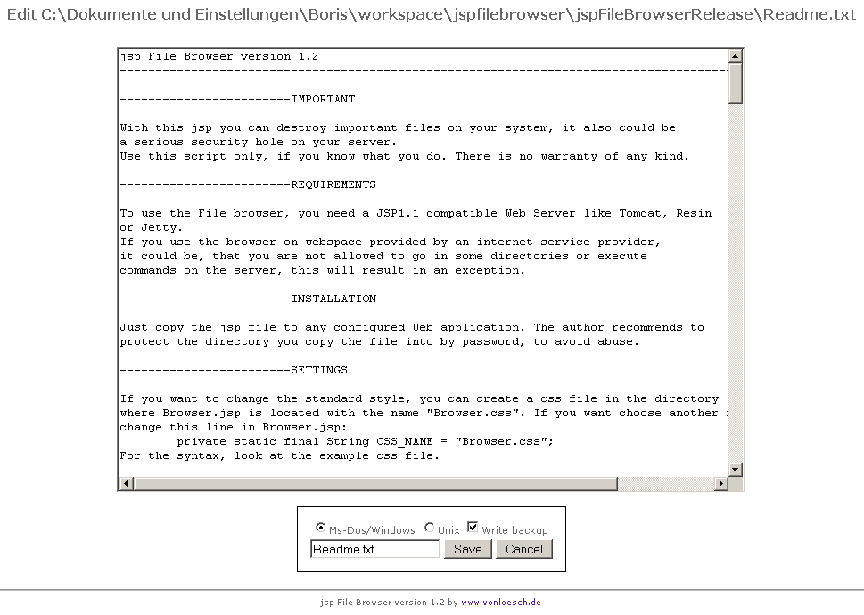 The text file editor